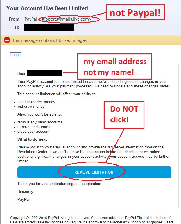 Phishing example